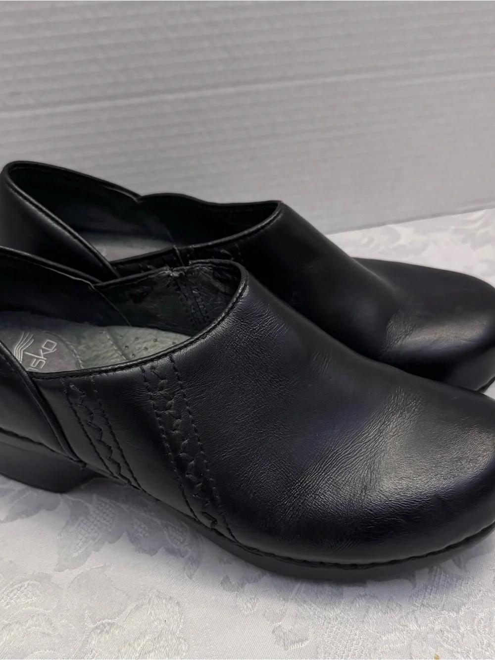 Dansko Sienna Slip On Comfort Shoe Clog Black Leather Size‎ 38 / 7.5-8 Medical